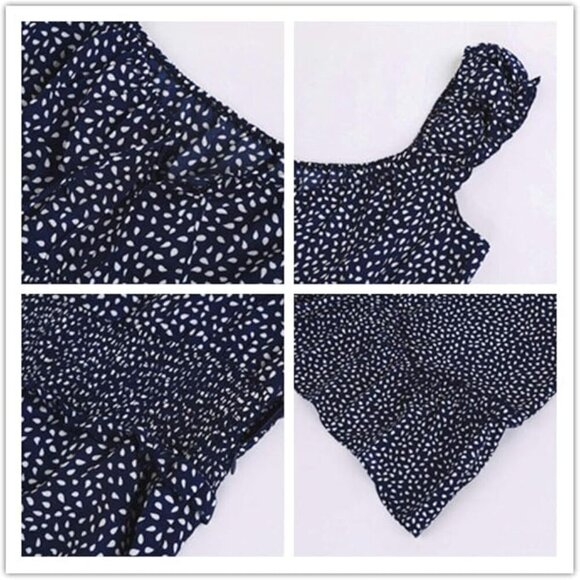 💙 Blue Floral Smocked Ruffle Mini Dress | S - Picture 4 of 4